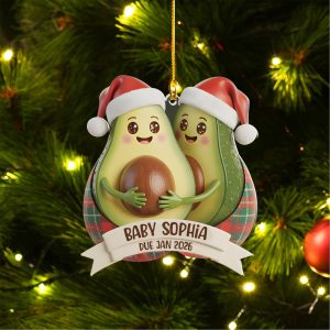 Avocado Expecting Parents Personalized Christmas Ornament,2-4 Avocados Expecting a Baby,Personalized Couple Ornament,Pregnancy Ornament - Image 1