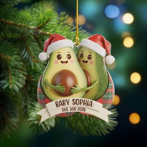 Avocado Expecting Parents Personalized Christmas Ornament,2-4 Avocados Expecting a Baby,Personalized Couple Ornament,Pregnancy Ornament - Image 3
