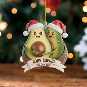 Avocado Expecting Parents Personalized Christmas Ornament,2-4 Avocados Expecting a Baby,Personalized Couple Ornament,Pregnancy Ornament - Image 5