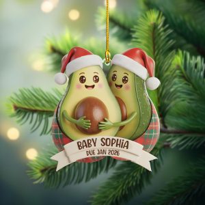 Avocado Expecting Parents Personalized Christmas Ornament,2-4 Avocados Expecting a Baby,Personalized Couple Ornament,Pregnancy Ornament - Image 6