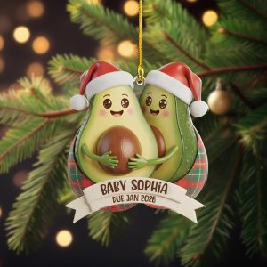 Avocado Expecting Parents Personalized Christmas Ornament,2-4 Avocados Expecting a Baby,Personalized Couple Ornament,Pregnancy Ornament - Image 7