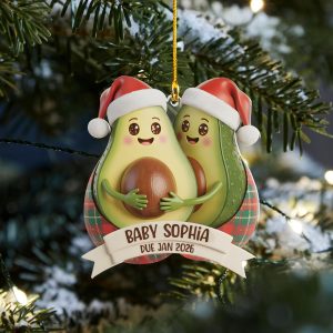 Avocado Expecting Parents Personalized Christmas Ornament,2-4 Avocados Expecting a Baby,Personalized Couple Ornament,Pregnancy Ornament - Image 8