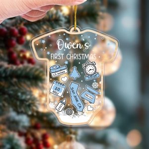 Baby Onesie First Christmas Ornament 2025 – Personalized Birth Stats Keepsake, Custom Newborn Gift with Name, Date, Weight & Location - Image 10