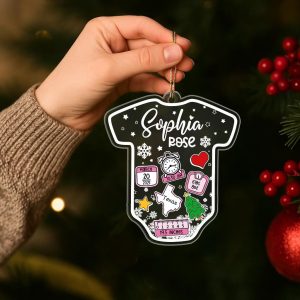 Baby Onesie First Christmas Ornament 2025 – Personalized Birth Stats Keepsake, Custom Newborn Gift with Name, Date, Weight & Location - Image 12
