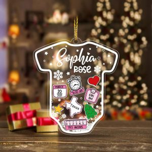 Baby Onesie First Christmas Ornament 2025 – Personalized Birth Stats Keepsake, Custom Newborn Gift with Name, Date, Weight & Location - Image 15