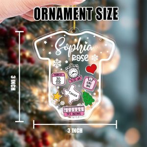 Baby Onesie First Christmas Ornament 2025 – Personalized Birth Stats Keepsake, Custom Newborn Gift with Name, Date, Weight & Location - Image 16