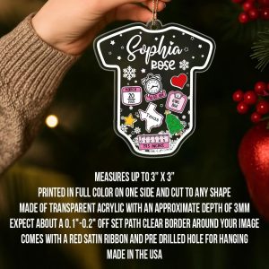 Baby Onesie First Christmas Ornament 2025 – Personalized Birth Stats Keepsake, Custom Newborn Gift with Name, Date, Weight & Location - Image 17