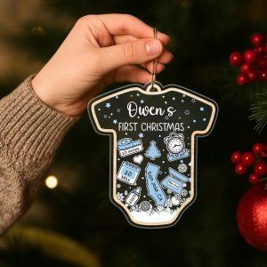 Baby Onesie First Christmas Ornament 2025 – Personalized Birth Stats Keepsake, Custom Newborn Gift with Name, Date, Weight & Location - Image 5