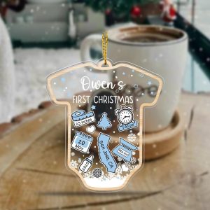 Baby Onesie First Christmas Ornament 2025 – Personalized Birth Stats Keepsake, Custom Newborn Gift with Name, Date, Weight & Location - Image 6
