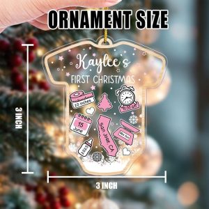 Baby Onesie First Christmas Ornament 2025 – Personalized Birth Stats Keepsake, Custom Newborn Gift with Name, Date, Weight & Location - Image 8