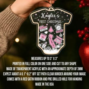 Baby Onesie First Christmas Ornament 2025 – Personalized Birth Stats Keepsake, Custom Newborn Gift with Name, Date, Weight & Location - Image 9