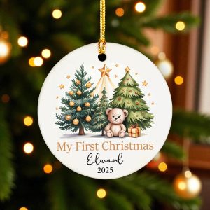 Baby's First Christmas Bauble Ceramic Ornament, First Christmas Decoration, Baby Newborn Gift,Unique Babys First Christmas Gifts, Baby Gift - Image 1