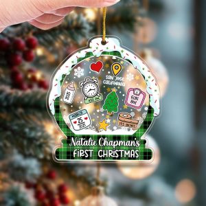 Baby’s First Christmas Ornament 2025 – Personalized Birth Stats Acrylic Keepsake, Custom Newborn Gift with Name, Date, Weight & Location - Image 1