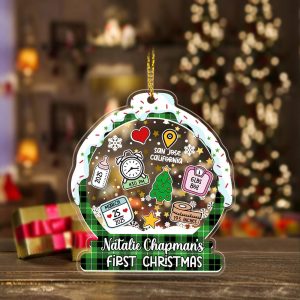 Baby’s First Christmas Ornament 2025 – Personalized Birth Stats Acrylic Keepsake, Custom Newborn Gift with Name, Date, Weight & Location - Image 5