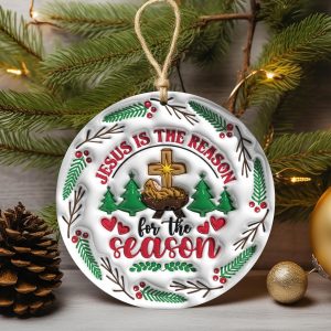 Christian Christmas Ornament – 3D Inflated Jesus Is the Reason Holiday Gift, Religious Tree Decoration, Faith Stocking Stuffer - Image 4