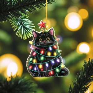 Christmas Cat Ornament, Black Cat Christmas Tree Decor, Cat Lover Tree Decoration, Cute Cat for Xmas Gift,Black Cat Siamese Cat Bengal Lover - Image 1