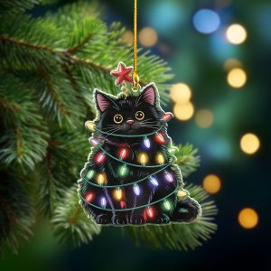 Christmas Cat Ornament, Black Cat Christmas Tree Decor, Cat Lover Tree Decoration, Cute Cat for Xmas Gift,Black Cat Siamese Cat Bengal Lover - Image 4