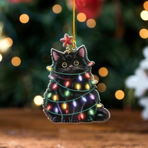 Christmas Cat Ornament, Black Cat Christmas Tree Decor, Cat Lover Tree Decoration, Cute Cat for Xmas Gift,Black Cat Siamese Cat Bengal Lover - Image 6
