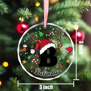 Custom Glass Initial Ornament 2025 – Personalized Name Christmas Gift – Holiday Tree Decoration for Kids, Friends & Family - Image 4