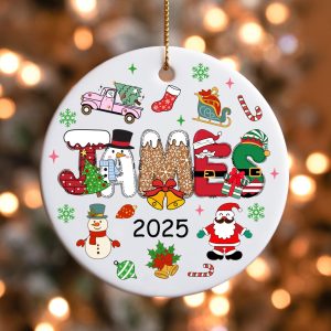 Custom Kids Christmas Ornament 2025 • Personalized Name Holiday Gift • Cute Santa, Snowman, Reindeer Xmas Tree Keepsake - Image 2