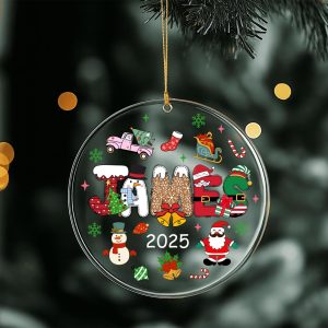 Custom Kids Christmas Ornament 2025 • Personalized Name Holiday Gift • Cute Santa, Snowman, Reindeer Xmas Tree Keepsake - Image 9