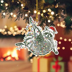 Feral Raccoon Ornament, Raccoon Santa Hat Christmas 2d Acrylic Ornament, Funny Raccoon Ornament, Raccoon Gift, Raccoon Christmas Ornament - Image 5