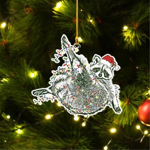Feral Raccoon Ornament, Raccoon Santa Hat Christmas 2d Acrylic Ornament, Funny Raccoon Ornament, Raccoon Gift, Raccoon Christmas Ornament - Image 6