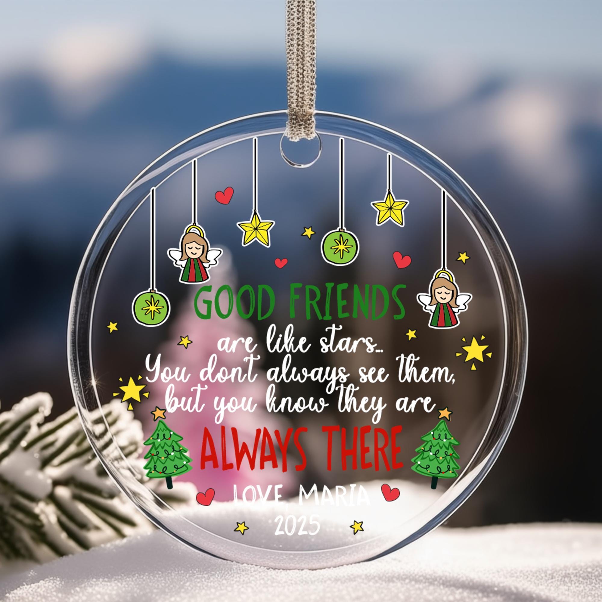 friendship-christmas-ornament-2025-personalized-gift-for-best-friend-custom-holiday-keepsake-good-friends-are-like-stars-3 Friendship Christmas Ornament 2025, Personalized Gift for Best Friend, Custom Holiday Keepsake, Good Friends Are Like Stars - Image 3