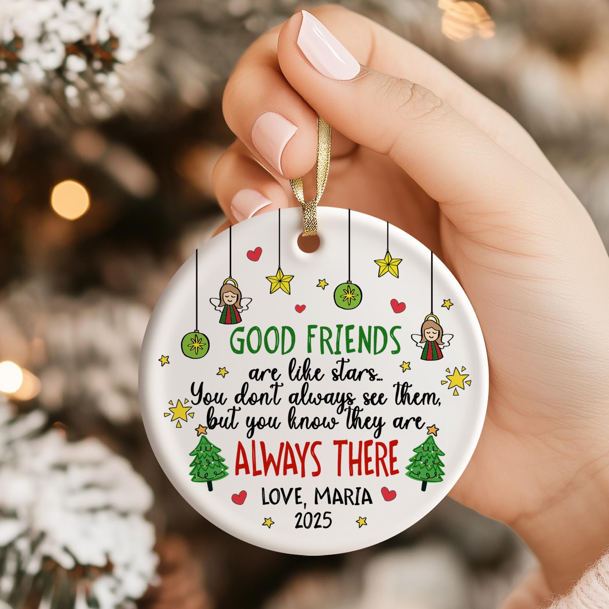 friendship-christmas-ornament-2025-personalized-gift-for-best-friend-custom-holiday-keepsake-good-friends-are-like-stars-4 Friendship Christmas Ornament 2025, Personalized Gift for Best Friend, Custom Holiday Keepsake, Good Friends Are Like Stars - Image 4