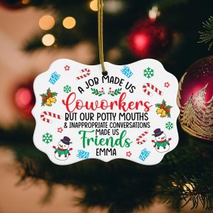Funny Coworker Christmas Ornament – Personalized Office Gift – – Holiday Friend Keepsake for Work Bestie 2025 – Office Gift for Colleagues - Image 1