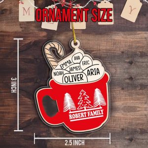 Hot Cocoa Family Christmas Ornament 2025 – Custom Name Holiday Mug Decoration – Cute Matching Cocoa Cup Gift – Personalized Family Keepsake - Image 10