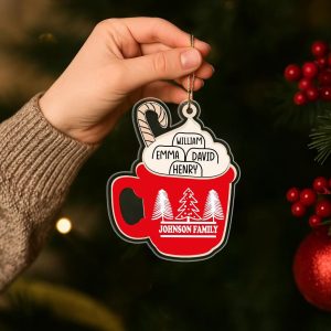 Hot Cocoa Family Christmas Ornament 2025 – Custom Name Holiday Mug Decoration – Cute Matching Cocoa Cup Gift – Personalized Family Keepsake - Image 4