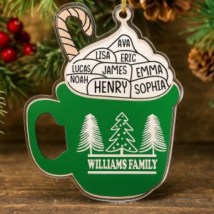 Hot Cocoa Family Christmas Ornament 2025 – Custom Name Holiday Mug Decoration – Cute Matching Cocoa Cup Gift – Personalized Family Keepsake - Image 6