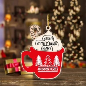 Hot Cocoa Family Christmas Ornament 2025 – Custom Name Holiday Mug Decoration – Cute Matching Cocoa Cup Gift – Personalized Family Keepsake - Image 8