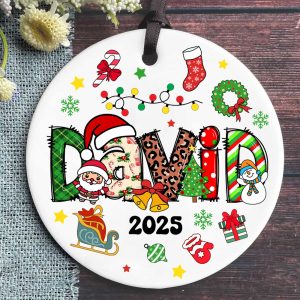 Kids Christmas Ornament 2025 • Personalized Name Holiday Keepsake • Custom Santa, Reindeer, Snowman Tree Decoration Gift - Image 2