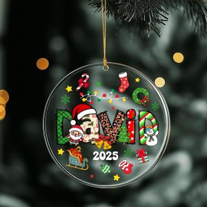Kids Christmas Ornament 2025 • Personalized Name Holiday Keepsake • Custom Santa, Reindeer, Snowman Tree Decoration Gift - Image 3