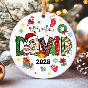 Kids Christmas Ornament 2025 • Personalized Name Holiday Keepsake • Custom Santa, Reindeer, Snowman Tree Decoration Gift - Image 4