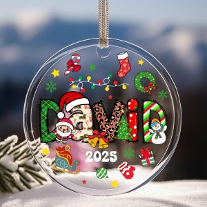Kids Christmas Ornament 2025 • Personalized Name Holiday Keepsake • Custom Santa, Reindeer, Snowman Tree Decoration Gift - Image 5
