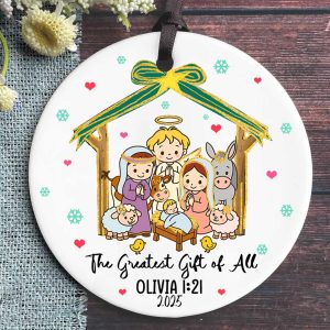 Nativity Christmas Ornament 2025, Personalized Religious Gift, Custom Name Baby Jesus Manger Scene, Christian Holiday Keepsake - Image 4
