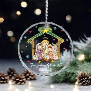 Nativity Christmas Ornament 2025, Personalized Religious Gift, Custom Name Baby Jesus Manger Scene, Christian Holiday Keepsake - Image 5