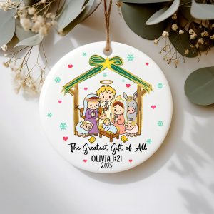 Nativity Christmas Ornament 2025, Personalized Religious Gift, Custom Name Baby Jesus Manger Scene, Christian Holiday Keepsake - Image 6
