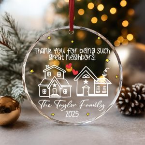 Neighbor Christmas Ornament 2025, Custom Family Name Holiday Keepsake, Great Neighbor Decoration, Personalized Thank You Gift - Image 2