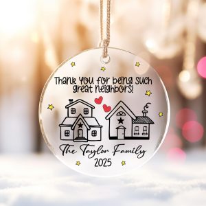 Neighbor Christmas Ornament 2025, Custom Family Name Holiday Keepsake, Great Neighbor Decoration, Personalized Thank You Gift - Image 3