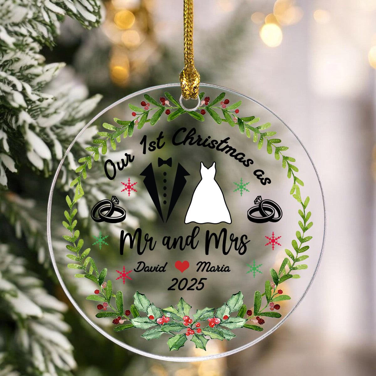 our-first-christmas-as-mr-mrs-ornament-2025-personalized-wedding-keepsake-with-names-newlywed-couple-gift-custom-married-xmas-decoration-2 Our First Christmas as Mr Mrs Ornament 2025, Personalized Wedding Keepsake with Names, Newlywed Couple Gift, Custom Married Xmas Decoration - Image 2