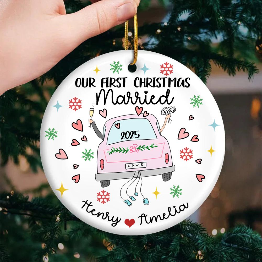 our-first-christmas-married-ornament-2025-custom-just-married-gift-for-couple-personalized-newlywed-keepsake-wedding-car-christmas-decor-7 Our First Christmas Married Ornament 2025, Custom Just Married Gift for Couple, Personalized Newlywed Keepsake, Wedding Car Christmas Decor - Image 7