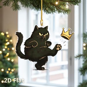 Pack 5 No Kings Black Cat Ornament, Political Ornament, Portland Frog Ornament, Funny Liberal, Pro-democrat Gift, Anti Maga Ornament - Image 1