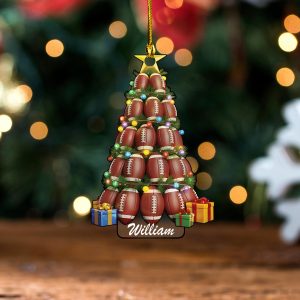 Pack 5 Personalized Football Ball Christmas Tree Ornament, Gift For Coach, Football Tree Keepsake, Team Spirit Gift, Football Ball 2D Flat Ornament - Image 3
