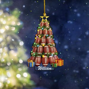 Pack 5 Personalized Football Ball Christmas Tree Ornament, Gift For Coach, Football Tree Keepsake, Team Spirit Gift, Football Ball 2D Flat Ornament - Image 4