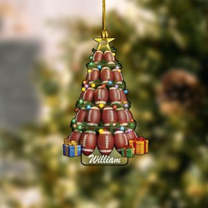 Pack 5 Personalized Football Ball Christmas Tree Ornament, Gift For Coach, Football Tree Keepsake, Team Spirit Gift, Football Ball 2D Flat Ornament - Image 5