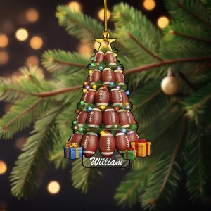 Pack 5 Personalized Football Ball Christmas Tree Ornament, Gift For Coach, Football Tree Keepsake, Team Spirit Gift, Football Ball 2D Flat Ornament - Image 6